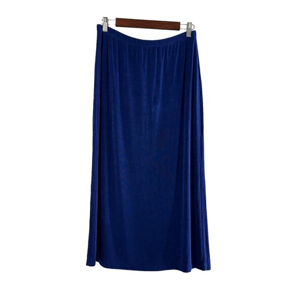 Drapers & Damons Blue Petite Large Midi Skirt Elastic Waistband Cobalt Maxi - Picture 1 of 5